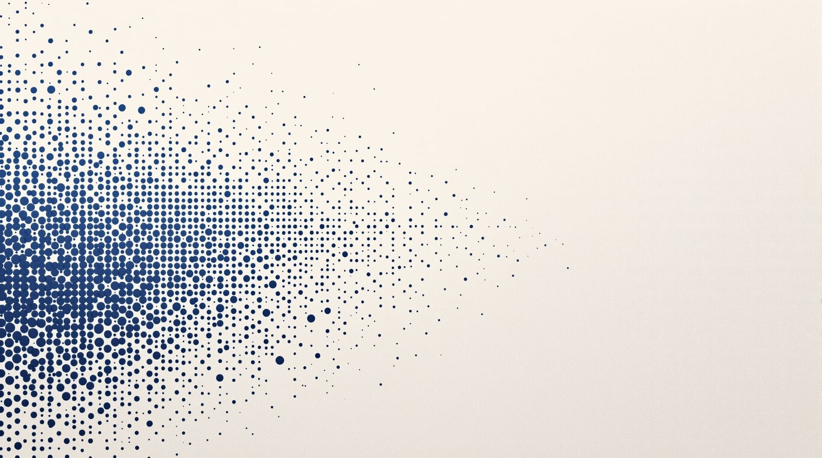 A concentrated cluster of particles dispersing gradually into an even field