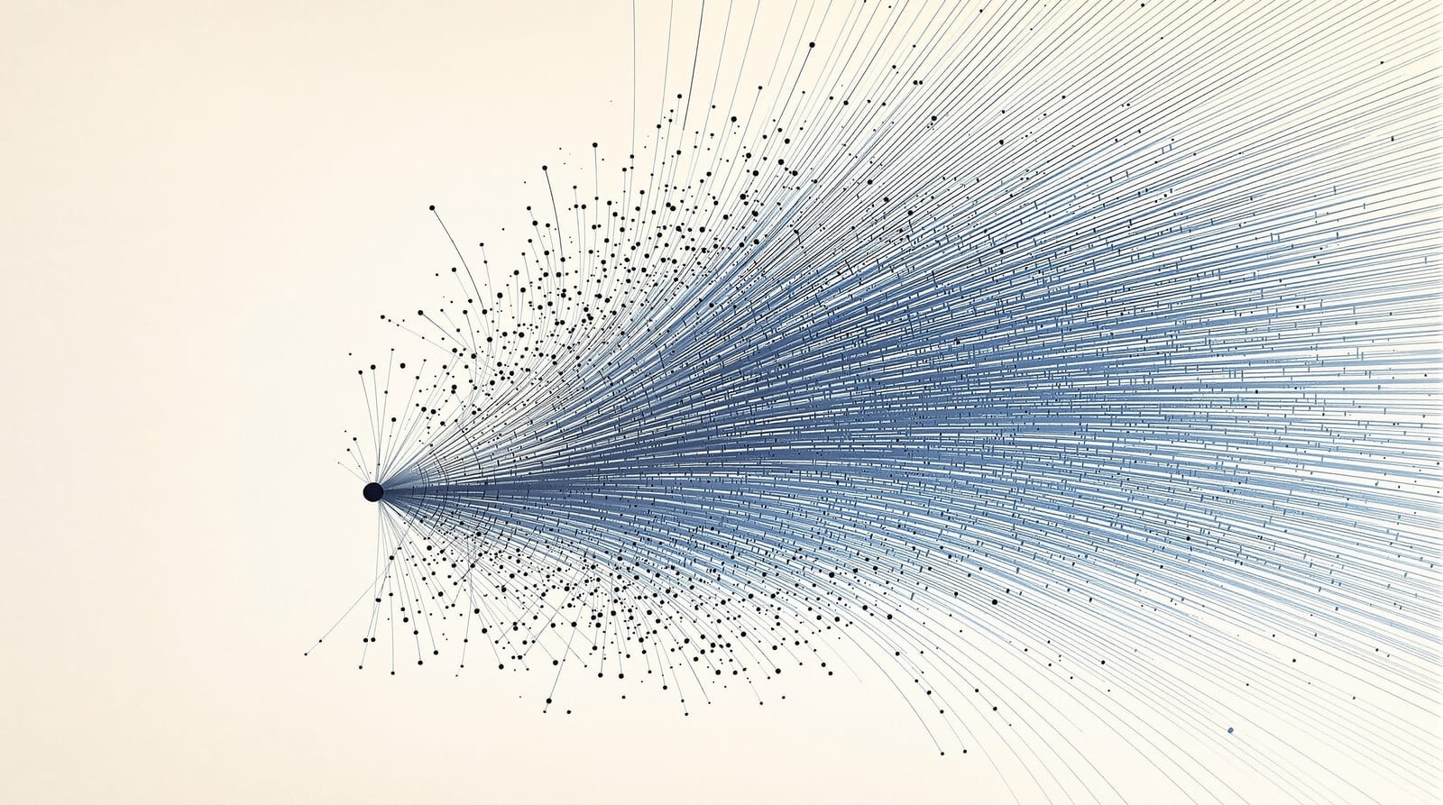 Abstract illustration of a branching inference tree resolving into a probability distribution