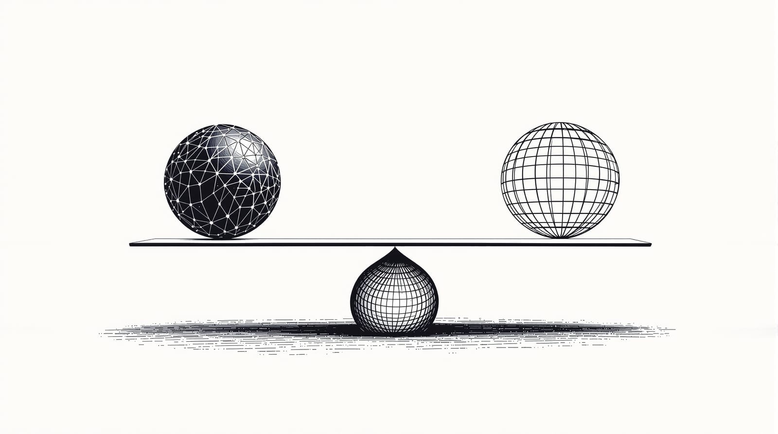 A balance beam holding two opposing forms in equilibrium