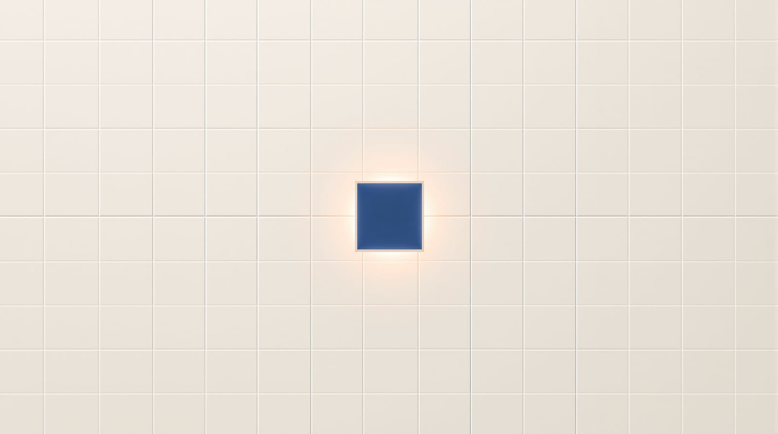 A grid of tiles, exactly one of which is illuminated, illustrating a complete and exclusive state-space